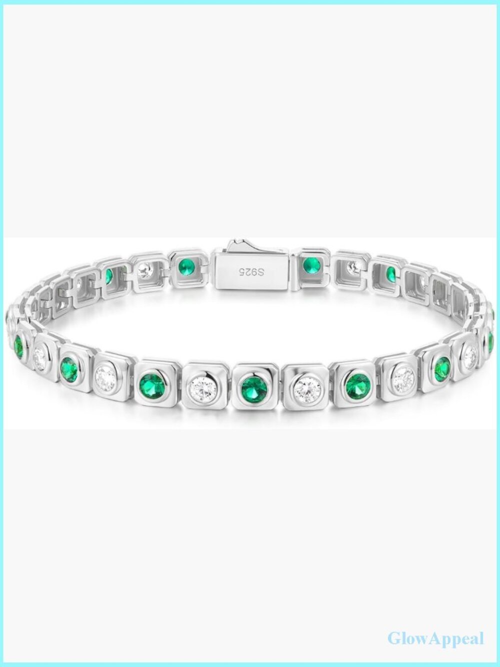 Moissanite Emerald Tennis Bracelet 925 Silver 7.1 Inch Wedding